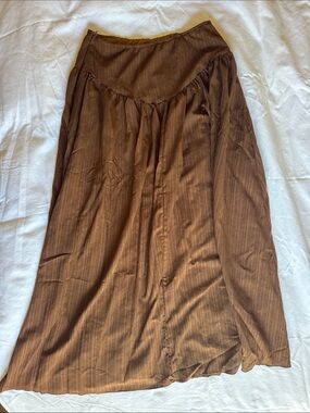 Brown Maxi Skirt with Soft Gathered Waist